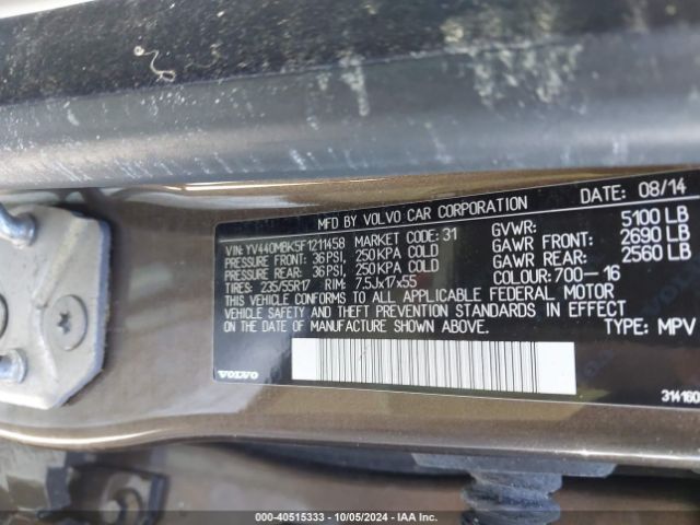 YV440MBK5F1211458 Volvo Xc70 T5 Premier