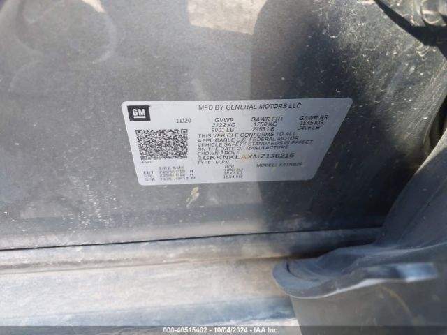 1GKKNKLAXMZ136216 GMC Acadia Fwd Sle
