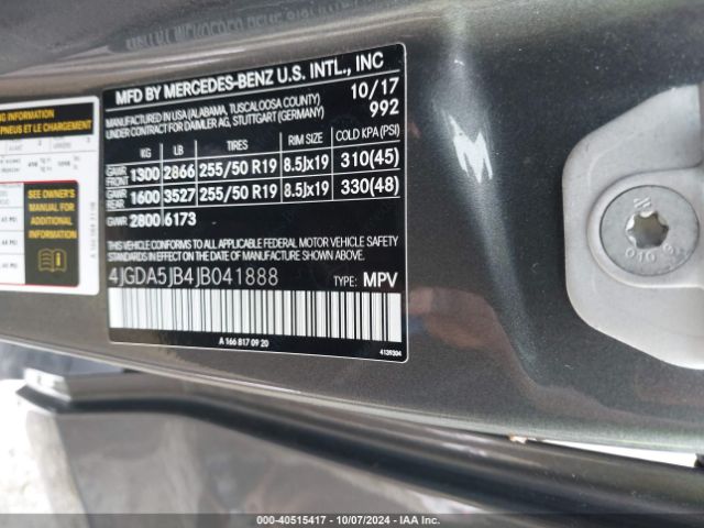 4JGDA5JB4JB041888 Mercedes-Benz GLE 350