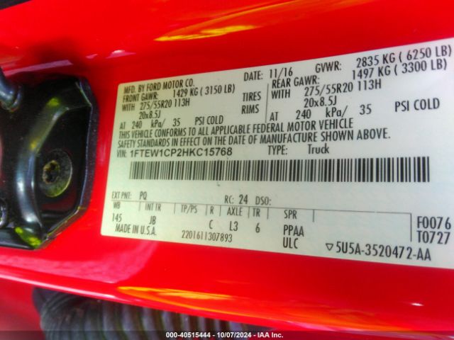 1FTEW1CP2HKC15768 Ford F-150 Xlt