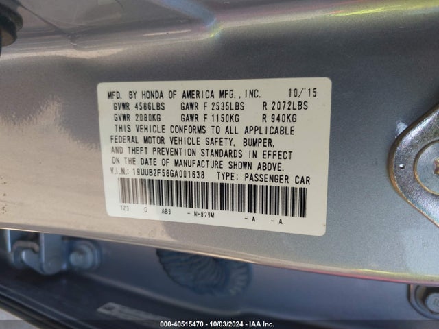 19UUB2F58GA001638 Acura Tlx V6 Tech