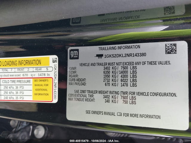 1GKS2DKL2NR143380 GMC Yukon 4wd Denali