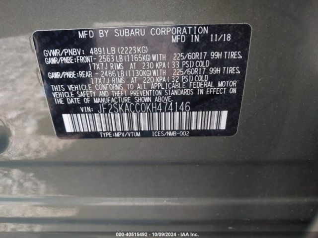 JF2SKACC0KH474146 Subaru Forester