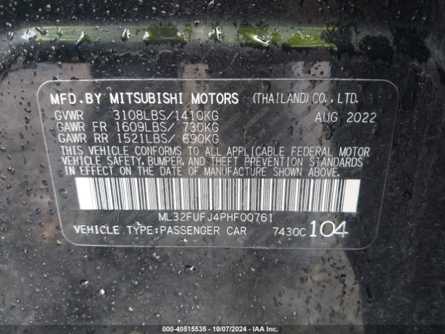 ML32FUFJ4PHF00761 Mitsubishi Mirage G4 Black Edition/es/le