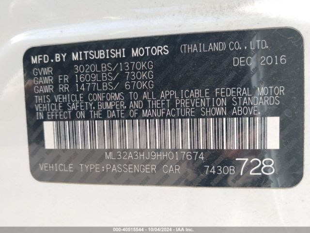 ML32A3HJ9HH017674 Mitsubishi MIRAGE ES