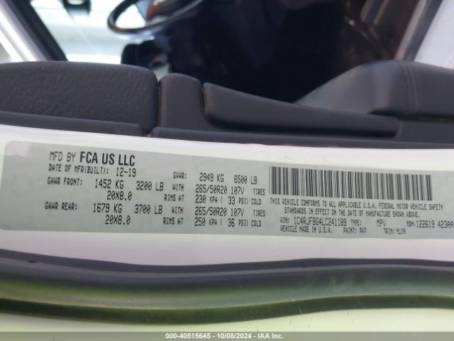 1C4RJFBG4LC241189 Jeep Grand Cherokee Limited X 4x4