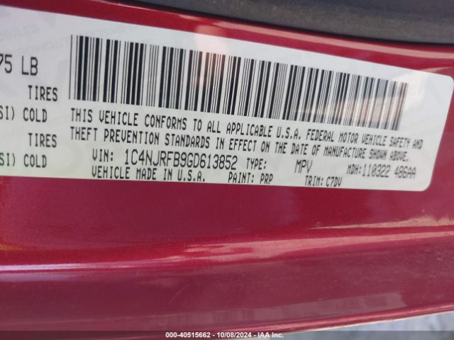 1C4NJRFB9GD613852 Jeep Patriot Latitude