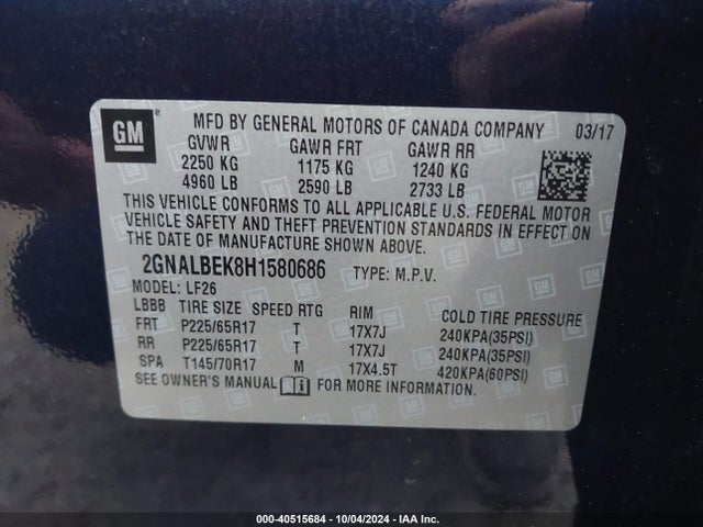 Chevrolet EQUINOX LS 2017 2GNALBEK8H1580686 Image 9