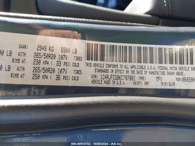 1C4RJFCG8KC787801 Jeep Grand Cherokee High Altitude 4x4