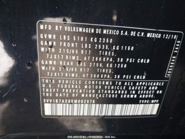 3VV1B7AX8KM062976 Volkswagen Tiguan 2.0t S