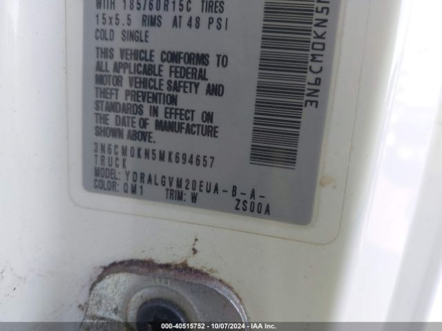 3N6CM0KN5MK694657 Nissan Nv200 Compact Cargo Sv Xtronic Cvt