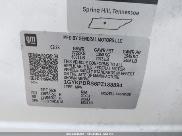 1GYKPDRS6PZ188894 Cadillac Xt6 Premium Luxury