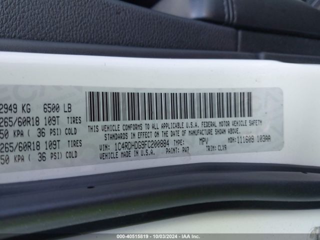 1C4RDHDG9FC200884 Dodge DURANGO LIMITED