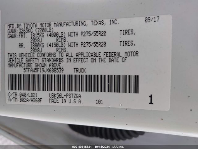 5TFAW5F19JX688539 Toyota Tundra 1794 5.7l V8