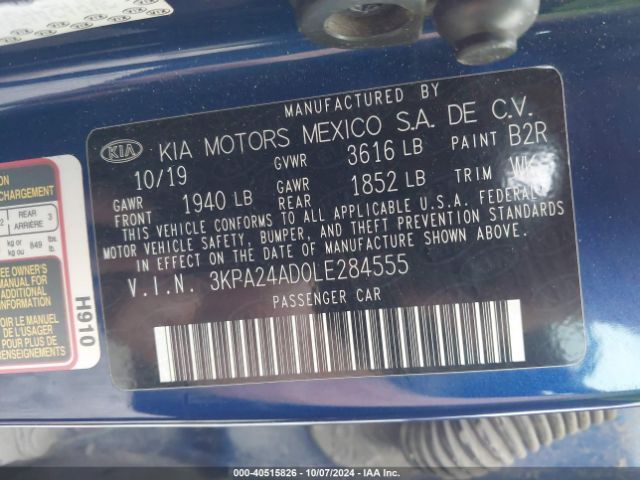3KPA24AD0LE284555 KIA RIO S
