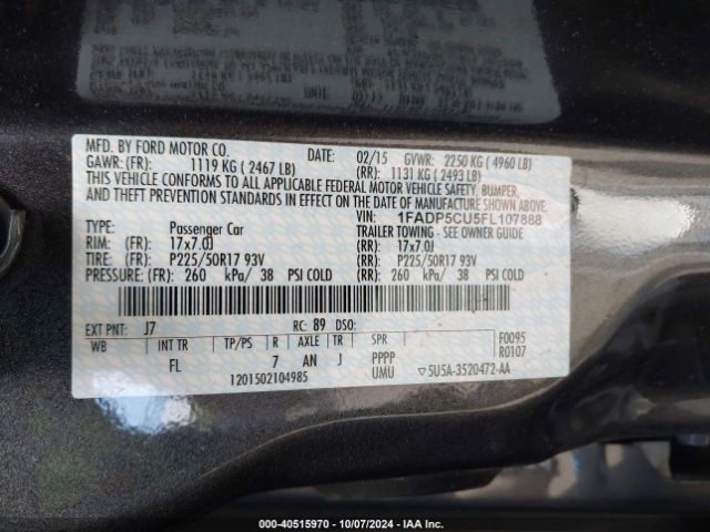 1FADP5CU5FL107888 Ford C-max Energi Sel
