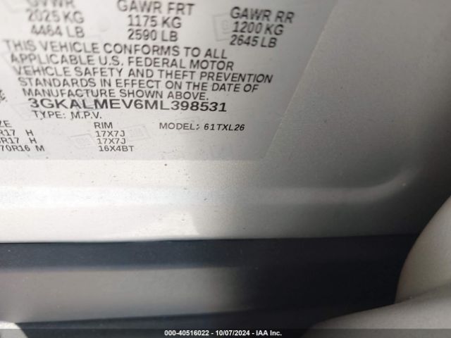 3GKALMEV6ML398531 GMC Terrain Fwd Sle