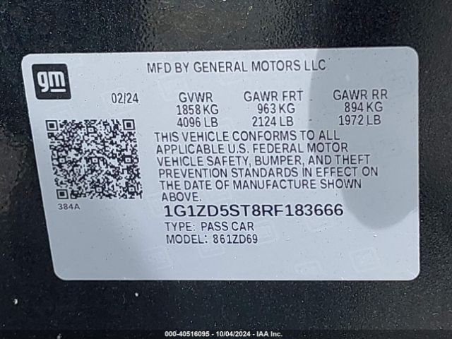1G1ZD5ST8RF183666 Chevrolet Malibu Fwd 1lt