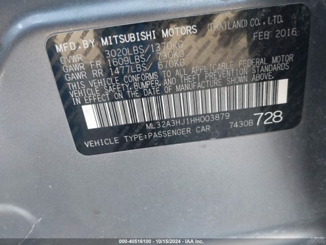 2017 MITSUBISHI MIRAGE ML32A3HJ1HH003879 Photo 8