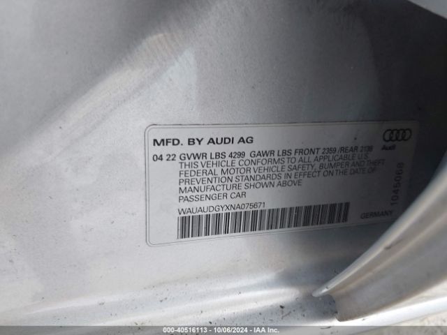 WAUAUDGYXNA075671 Audi A3 Premium 40 Tfsi Front-wheel Drive S Tronic