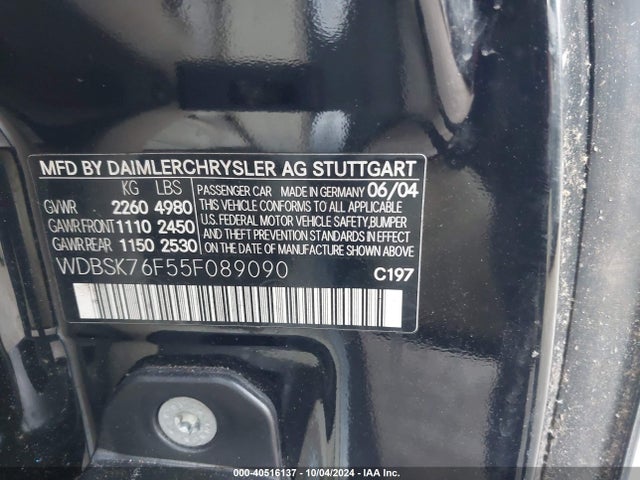 2005 MERCEDES-BENZ SL 600 WDBSK76F55F089090 Photo 8