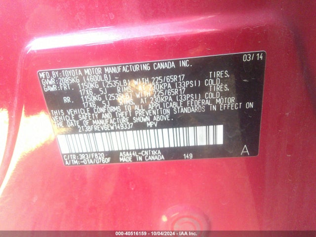Toyota RAV4 LE 2014 2T3BFREV6EW149337 Image 9