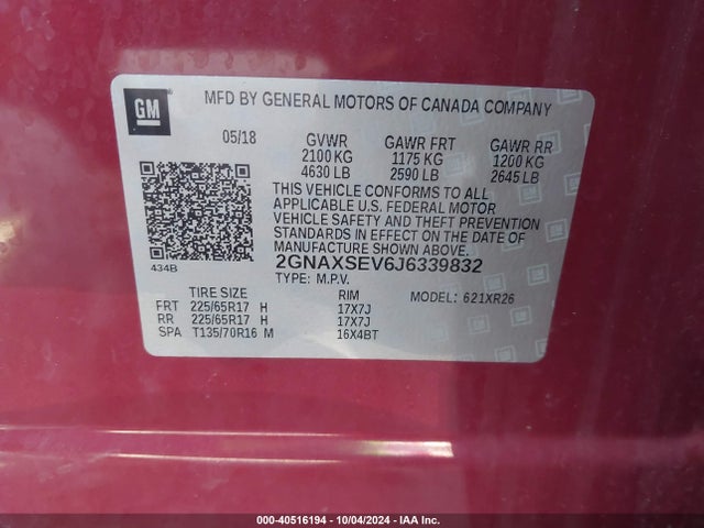 Chevrolet EQUINOX LT 2018 2GNAXSEV6J6339832 Image 9