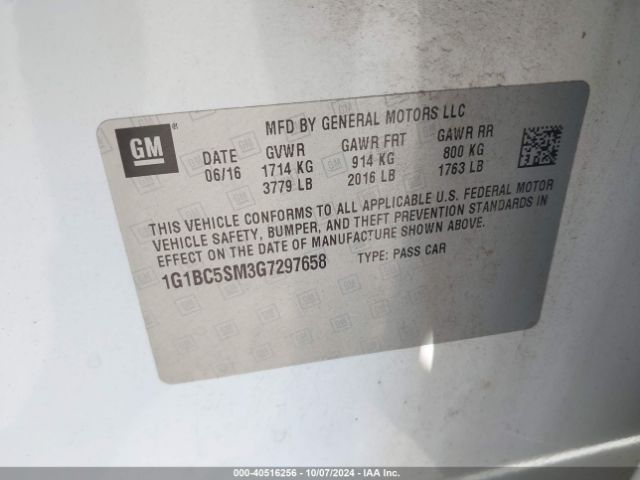 1G1BC5SM3G7297658 Chevrolet Cruze Ls Auto