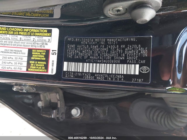 Toyota CAMRY LE 2022 4T1C11AK5NU006906 Image 9