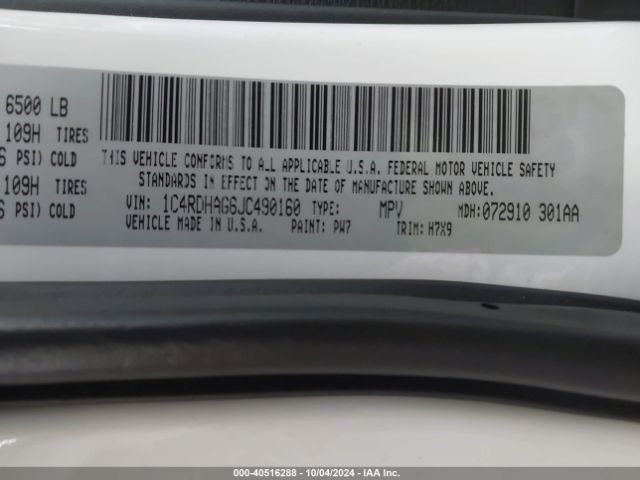 1C4RDHAG6JC490160 Dodge Durango Sxt Rwd