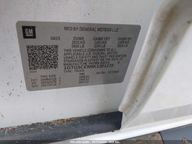 1GTG5CEN9K1301272 GMC CANYON SLE