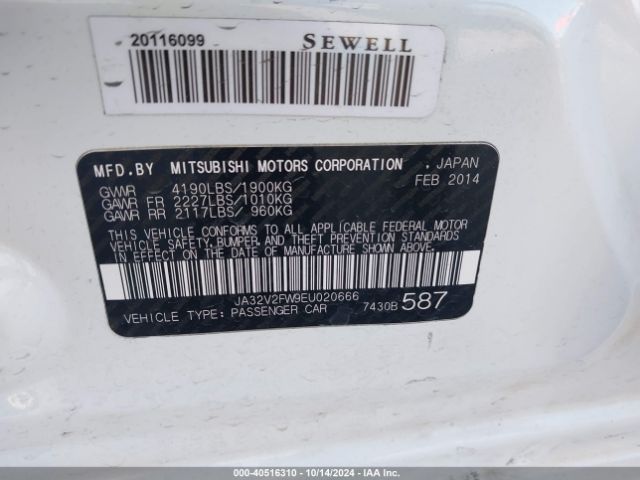 JA32V2FW9EU020666 Mitsubishi Lancer Se