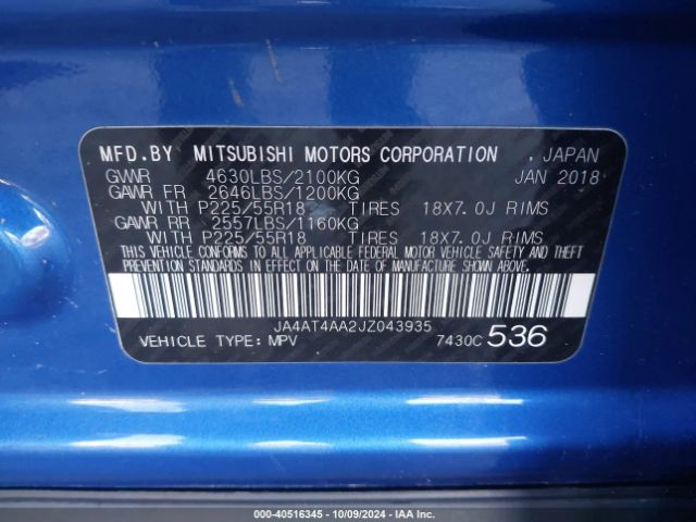 JA4AT4AA2JZ043935 Mitsubishi Eclipse Cross Le