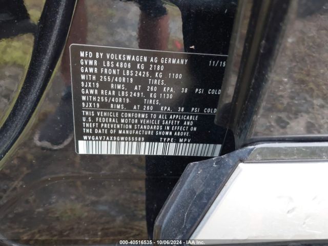WVGAV7AX9GW055589 Volkswagen Tiguan R-line