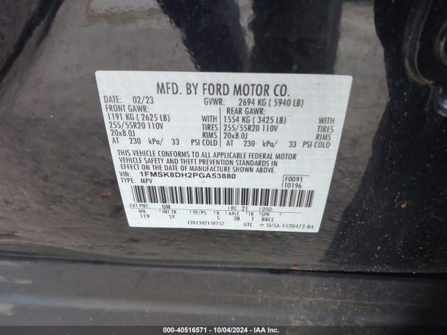 Ford EXPLORER XLT 2023 1FMSK8DH2PGA53880 Image 9