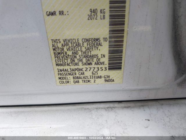 1N4AL3AP0HC277353 Nissan Altima 2.5 Sr