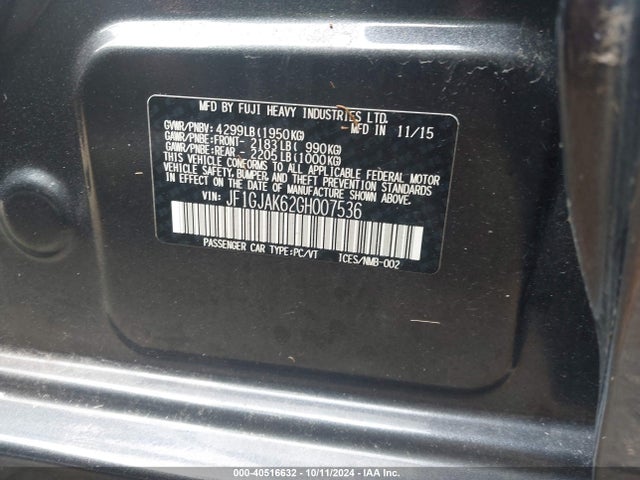 JF1GJAK62GH007536 Subaru Impreza 2.0i Limited