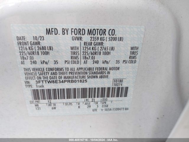 3FTTW8E34PRB01825 Ford Maverick Lariat