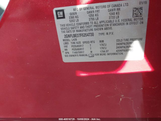 2GNFLBE37F6264730 Chevrolet EQUINOX 1LT