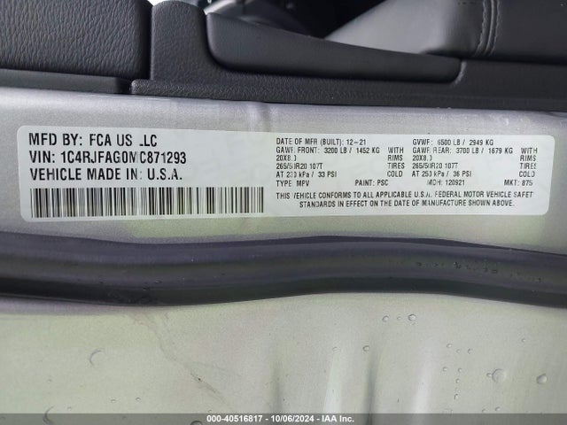 1C4RJFAG0MC871293 Jeep Grand Cherokee Laredo X 4x4