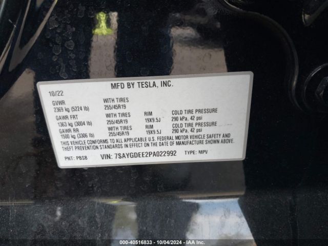 7SAYGDEE2PA022992 Tesla Model Y Awd/long Range Dual Motor All-wheel Drive