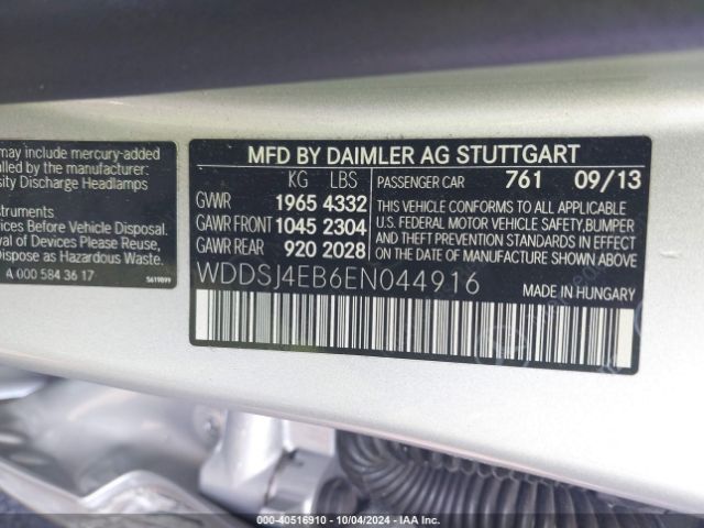 WDDSJ4EB6EN044916 Mercedes-Benz CLA 250