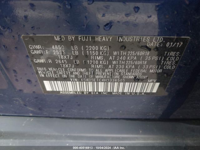 4S4BSETC4H3336505 Subaru Outback 3.6r Touring