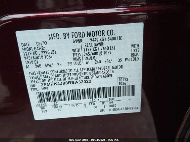 2024 FORD EDGE 2FMPK4J98RBA32022 Photo 8