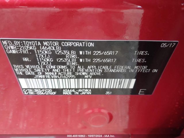 JTMRFREV8HJ162995 Toyota Rav4 Xle