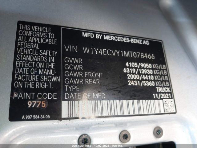 W1Y4ECVY1MT078466 Mercedes-Benz Sprinter 2500 High Roof V6