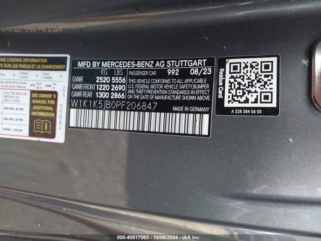 W1K1K5JB0PF206847 Mercedes-Benz E 450
