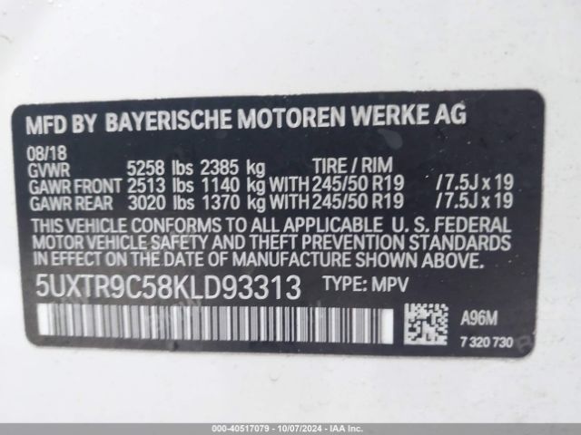5UXTR9C58KLD93313 BMW X3 Xdrive30i