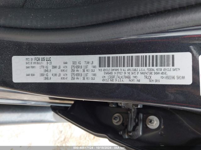 1C6SRFJT4LN170466 RAM 1500 Laramie  4x4 5'7 Box