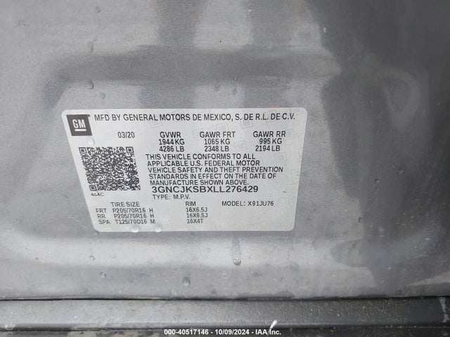 Chevrolet Trax Fwd Ls 2020 3GNCJKSBXLL276429 Image 9